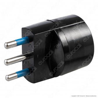 Ecova Adattatore Singolo Salvaspazio con Schuko + 10A 2P+T e Spina