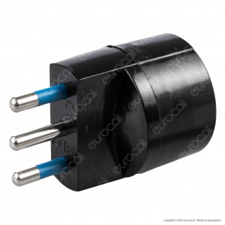 Ecova Adattatore Singolo Salvaspazio con Schuko + 10A 2P+T e Spina