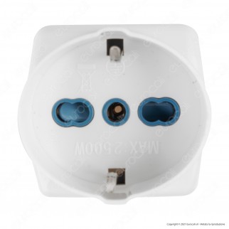 Ecova Adattatore Triplo con 1 Presa Schuko 10/16 A 2P+T e 2 Prese