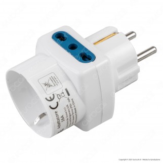 Ecova Adattatore Triplo con 1 Presa Schuko 10/16 A 2P+T e 2 Prese