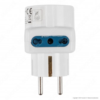 Ecova Adattatore Triplo con 1 Presa Schuko 10/16 A 2P+T e 2 Prese