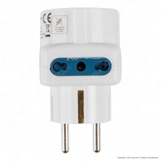 Ecova Adattatore Triplo con 1 Presa Schuko 10/16 A 2P+T e 2 Prese