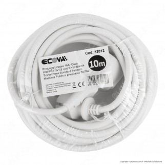 Ecova Cavo Prolunga con Spina e Presa Schuko 16A 2P+T 10 Metri - Mod.