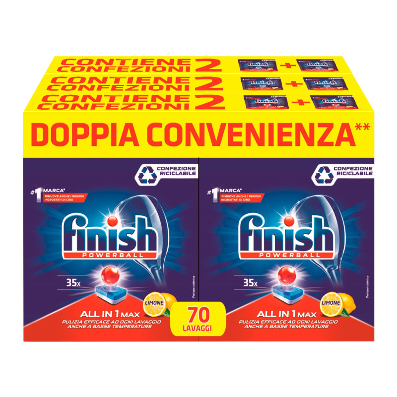 Finish Powerball Tutto in 1 Max al Limone per Lavastoviglie - 210