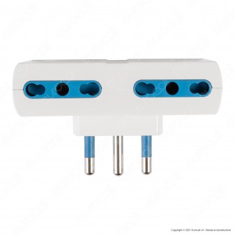 Ecova Adattatore Quadruplo con 4 Prese Laterali 10/16A 2P+T Colore