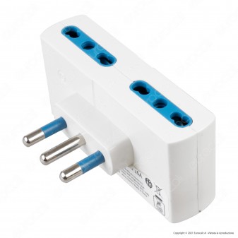 Ecova Adattatore Quadruplo con 4 Prese Laterali 10/16A 2P+T Colore