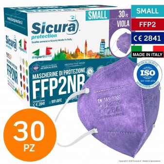 Sicura Protection 30 Mascherine Small Colore Viola Elastici Bianchi
