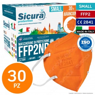Sicura Protection 30 Mascherine Small Colore Arancione Elastici