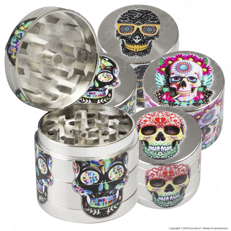 Grinder Champ High Tritatabacco Mini in Metallo 4 Parti Silver Skull