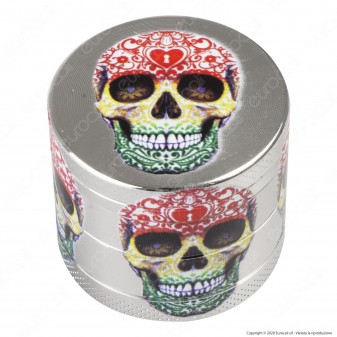 Grinder Champ High Tritatabacco Mini in Metallo 4 Parti Silver Skull