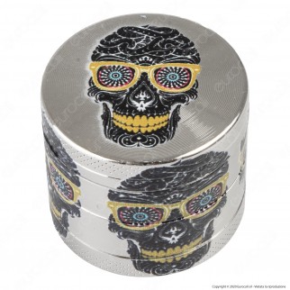 Grinder Champ High Tritatabacco Mini in Metallo 4 Parti Silver Skull