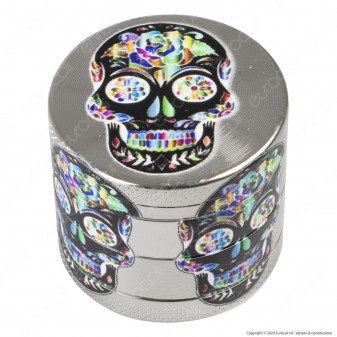 Grinder Champ High Tritatabacco Mini in Metallo 4 Parti Silver Skull