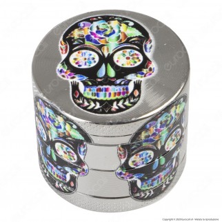 Grinder Champ High Tritatabacco Mini in Metallo 4 Parti Silver Skull