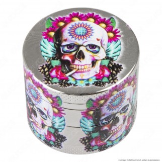 Grinder Champ High Tritatabacco Mini in Metallo 4 Parti Silver Skull