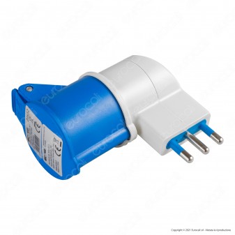 Ecova Adattatore Industriale 1 Spina Italiana 2P+T 16A e 1 Presa CEE