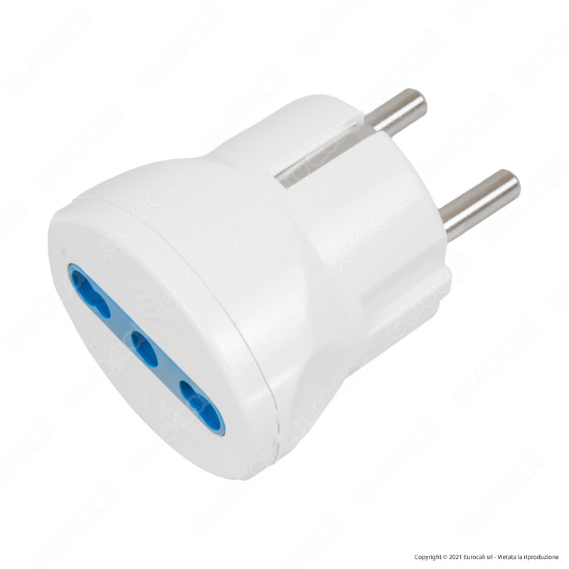 Ecova Adattatore Singolo Schuko con Presa Bipasso 10/16A 2P+T - mod.