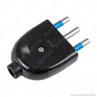 Ecova Spina Singola 16A 2P+T con Uscita Cavo Dritta Colore Nero -