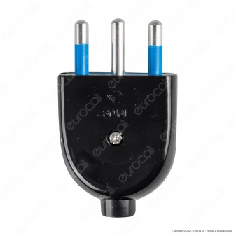 Ecova Spina Singola 16A 2P+T con Uscita Cavo Dritta Colore Nero -