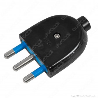 Ecova Spina Singola 16A 2P+T con Uscita Cavo Dritta Colore Nero -