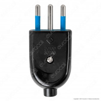 Ecova Spina Singola 10A 2P+T con Uscita Cavo Dritta Colore Nero -