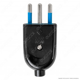 Ecova Spina Singola 10A 2P+T con Uscita Cavo Dritta Colore Nero -