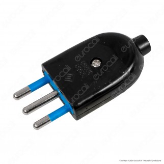 Ecova Spina Singola 10A 2P+T con Uscita Cavo Dritta Colore Nero -