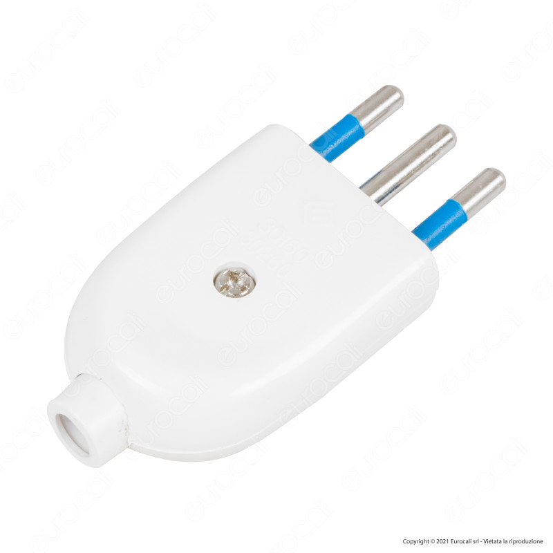 Ecova Spina Singola 10A 2P+T con Uscita Cavo Dritta Colore Bianco -