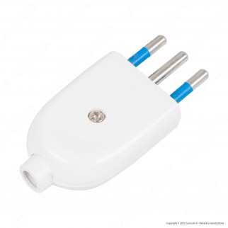 Ecova Spina Singola 10A 2P+T con Uscita Cavo Dritta Colore Bianco -