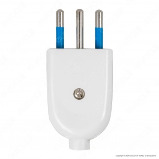 Ecova Spina Singola 10A 2P+T con Uscita Cavo Dritta Colore Bianco -