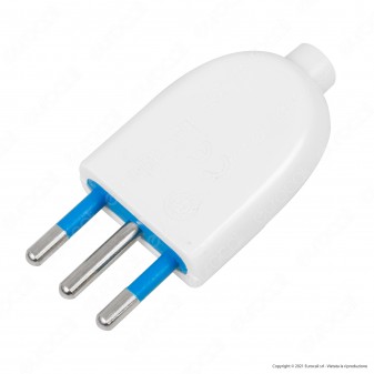 Ecova Spina Singola 10A 2P+T con Uscita Cavo Dritta Colore Bianco -