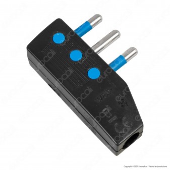 Ecova Spina Singola 16+A 2P+T Salvaspazio Reversibile con Uscita Cavo