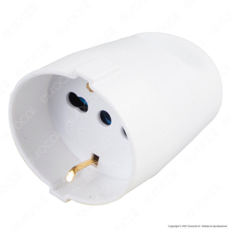 Ecova Presa Singola Schuko + 10/16A 2P+T Con Uscita Cavo Dritta