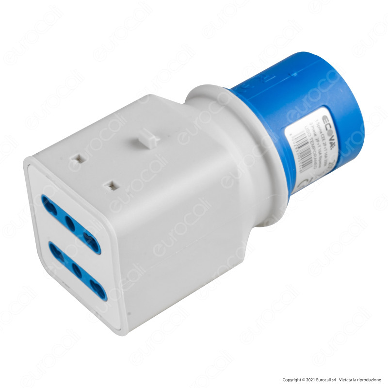 Ecova Multipresa con 1 Spina CEE industriale 16A 2P+T e 2 Prese