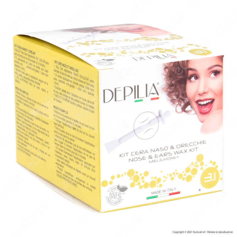 Depilia Kit Cera Depilatoria per Naso e Orecchie con Applicatori