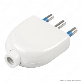 Ecova Spina Singola 16A 2P+T con Uscita Cavo Dritta Colore Bianco -