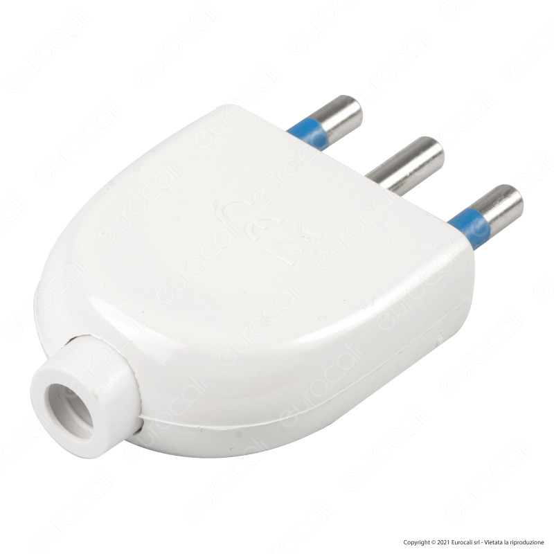 Ecova Spina Singola 16A 2P+T con Uscita Cavo Dritta Colore Bianco -