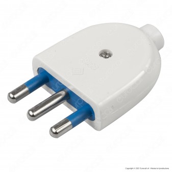 Ecova Spina Singola 16A 2P+T con Uscita Cavo Dritta Colore Bianco -