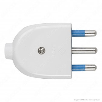 Ecova Spina Singola 16A 2P+T con Uscita Cavo Dritta Colore Bianco -