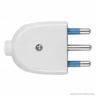 Ecova Spina Singola 16A 2P+T con Uscita Cavo Dritta Colore Bianco -