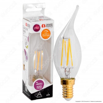 Girard Sudron Lampadina LED E14 4W Candela Fiamma Filamento