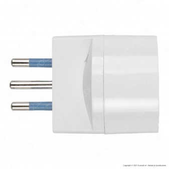 Ecova Adattatore Singolo Spina 10A 2P+T con Presa Schuko + 10A 2P+T