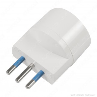 Ecova Adattatore Singolo Spina 10A 2P+T con Presa Schuko + 10A 2P+T