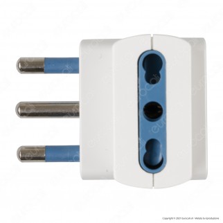Ecova Adattatore Triplo con Spina 16A 2P+T e 3 Prese 10/16A 2P+T