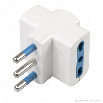 Ecova Adattatore Triplo con Spina 16A 2P+T e 3 Prese 10/16A 2P+T
