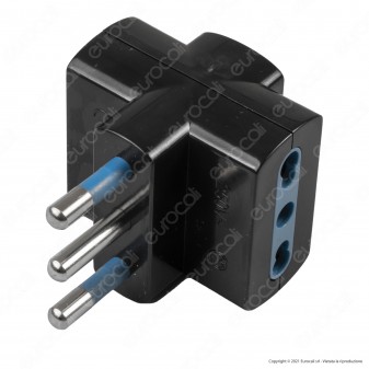 Ecova Adattatore Triplo con Spina 16A 2P+T e 3 Prese 10/16A 2P+T