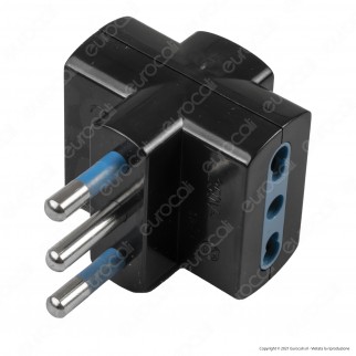 Ecova Adattatore Triplo con Spina 16A 2P+T e 3 Prese 10/16A 2P+T
