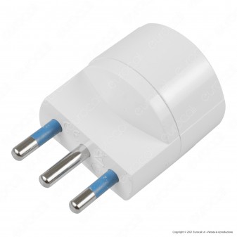 Ecova Adattatore Singolo Spina 16A 2P+T con Presa Schuko + 10A 2P+T