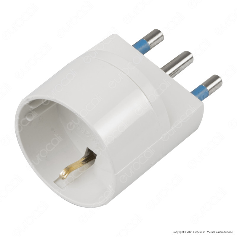 Ecova Adattatore Singolo Spina 16A 2P+T con Presa Schuko + 10A 2P+T