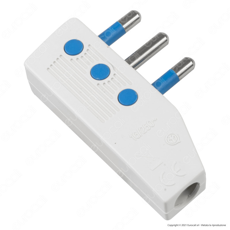 Ecova Spina Singola 16A 2P+T Salvaspazio Reversibile con Uscita Cavo