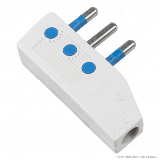 Ecova Spina Singola 16A 2P+T Salvaspazio Reversibile con Uscita Cavo